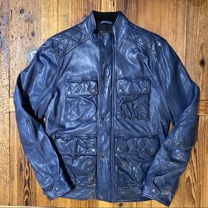 Blue Leather Safari Jacket